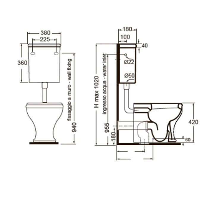 AZZURRA унитаз напольный 52х40см, слив универсальный, с креплением vfv, CHARME, CHVCTT000000BI 757190 CHCSZA000000BI/(CHA400/Z bi) 751390 cr цвет: белый/хром