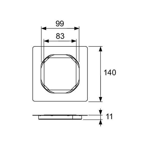 TECE основа для плитки, 100х100 мм, без рамки, - 3660016