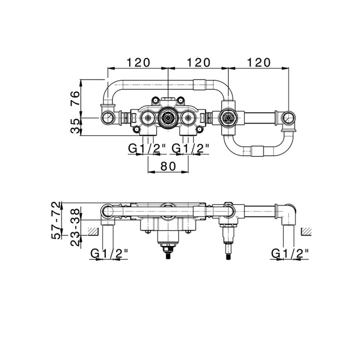 Встраиваемая часть термостатического смесителя для ванны, Cisal Hi-Rise арт. ZA01944004