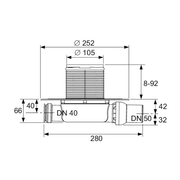 TECE комплект точечного трапа с сифоном dn 50, с декоративной решеткой, drainpoint s - kdp-s120