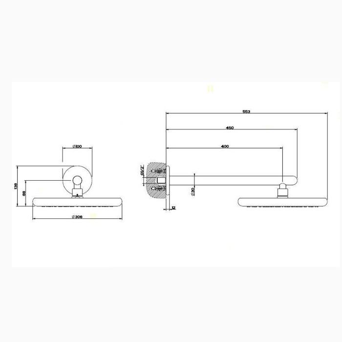 Gessi Верхний душ для настенного крепления d306мм, Goccia, 33756#299 цвет: черный