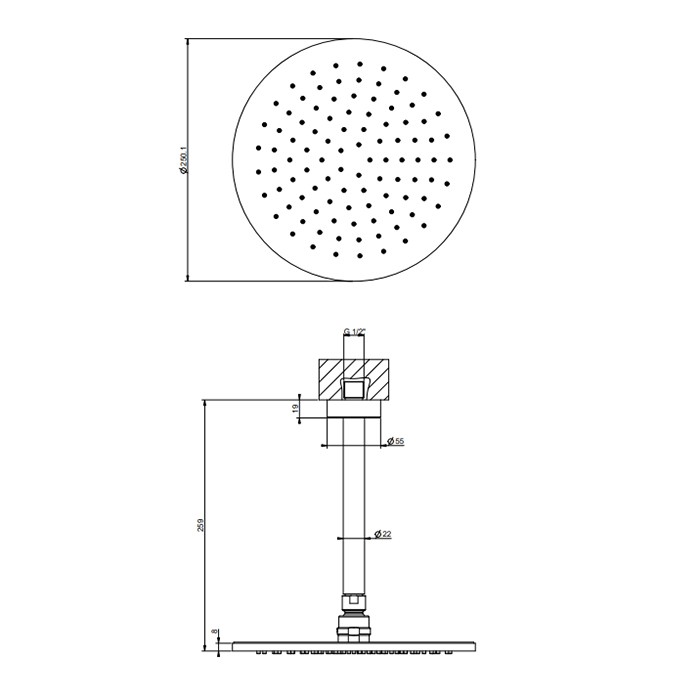 Gessi Душевая головка потолочная, поворотная с шарниром, Ingranaggio, 63352#707 цвет: black metal brushed pvd