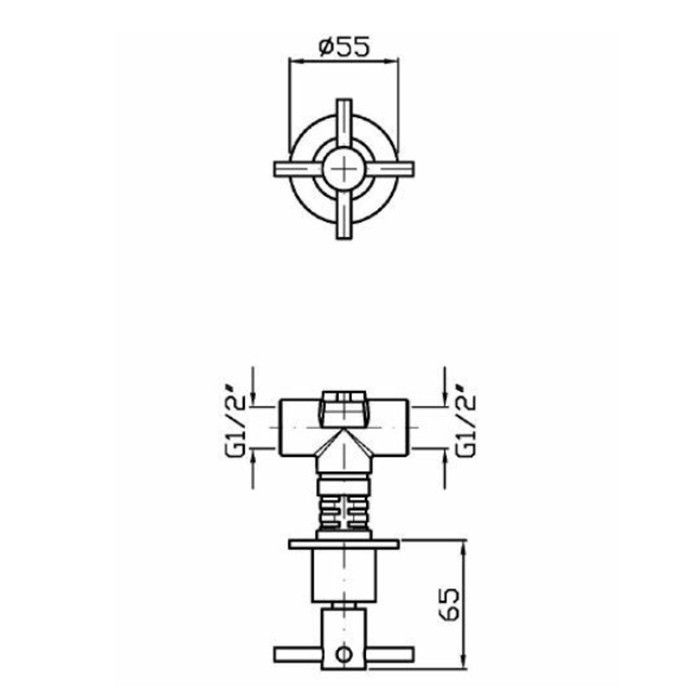 Zucchetti запорный вентиль, встраиваемый, helm, brushed total black pvd арт. zhm729.xp81