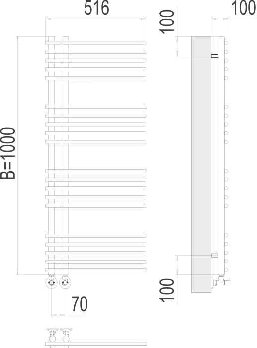 Terminus водяной полотенцесушитель астра п20 70х1000, люкс арт. 4670078530493