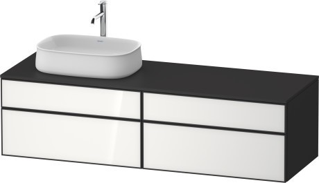 Duravit тумба подвесная с вырезом под раковину слева 550 мм х 1600 мм х 442 мм, zencha, ze4824l64800000 цвет: белое стекло/графит суперматовый