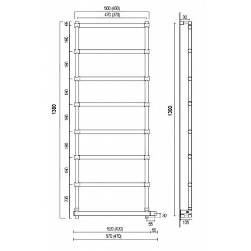 Margaroli электрический полотенцесушитель 50x138, sole, серый - 5423708sab