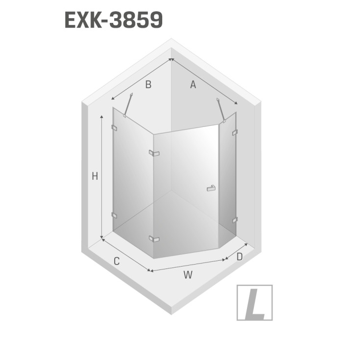 Душевое ограждение brushed l 100x80x200, New trendy Avexa gold, брашированное золото арт. EXK-3859