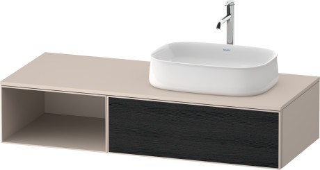 Duravit тумба подвесная с вырезом под раковину справа 550 мм х 1300 мм х 281 мм, zencha, ze4819016830000 цвет: чёрный дуб/серо-коричневый суперматовый