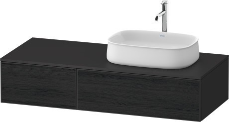 Duravit тумба подвесная с вырезом под раковину справа 550 мм х 1300 мм х 281 мм, zencha, ze4817016800000 цвет: чёрный дуб/графит суперматовый