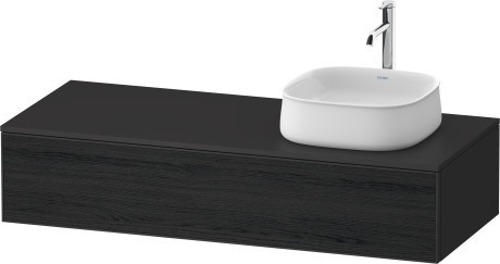 Duravit тумба подвесная с вырезом под раковину справа 550 мм х 1300 мм х 281 мм, zencha, ze4812r16800000 цвет: чёрный дуб/графит суперматовый