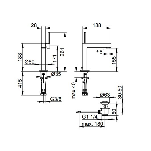 Keuco смеситель для раковины высота155 мм, edition 90, арт. 59002 010000