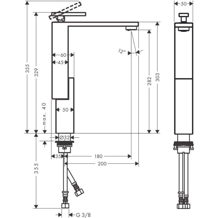 AXOR смеситель для раковины, Edge, полированный черный хром арт. 46030330