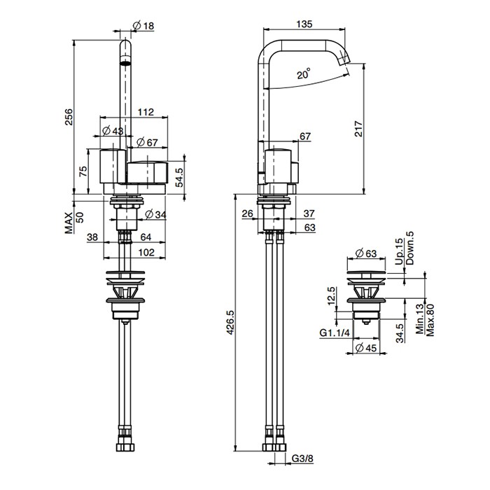 Fima Carlo Frattini смеситель для раковины, на 1 отв., с донным клпаном, so, черный арт. f3171bns
