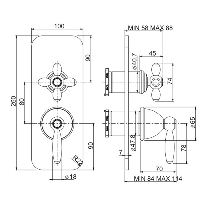 Fima Carlo Frattini смеситель для душа, встраиваемый, с переключателем на 2/3 выхода, olivia, золото арт. f5009x6or