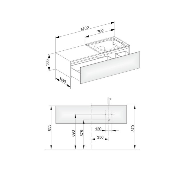 Keuco тумба подвесная под раковину с одним выдвижным фронтом, edition 11, белый арт. 31166 210000