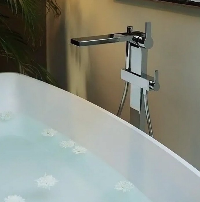 Keuco однорычажный смеситель для ванны напольный с ручным душем и шлангом, edition 11, черный матовый арт. 51127 370100