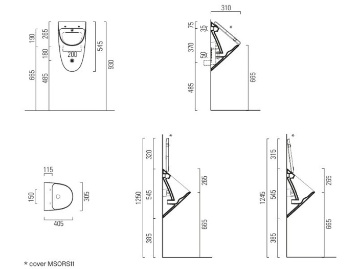 GSI Писсуар настенный с отверстиями для крышки, Community - 769611