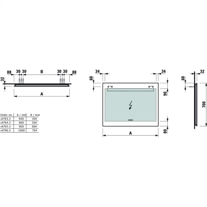LAUFEN зеркало leelo 600 мм, с горизонтальной led подсветкой и естественным светом, LEELO - 4.4763.3.950.144.1