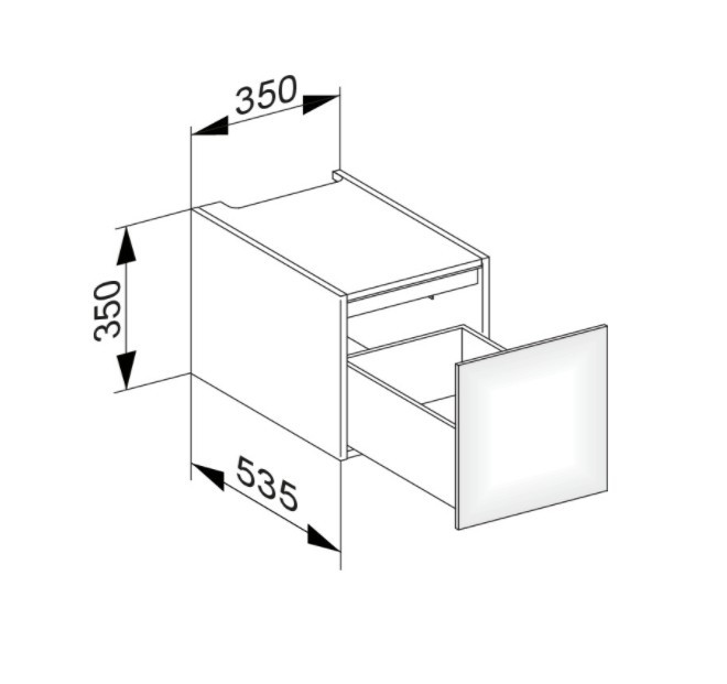 Keuco модуль нижнего шкафа для встройки снизу, с одним выдвижным ящиком, с внутренней светодиодной подсветкой, edition 11, кашемир арт. 31310 180100