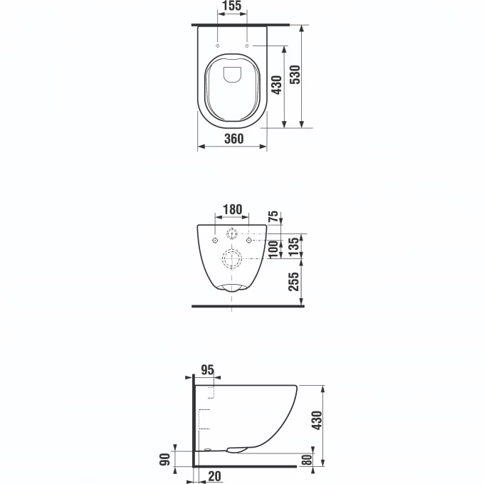 LAUFEN комплект унитаз безободковый, с микролифтом, PACK PRO - 6.2071.2.716.000.3