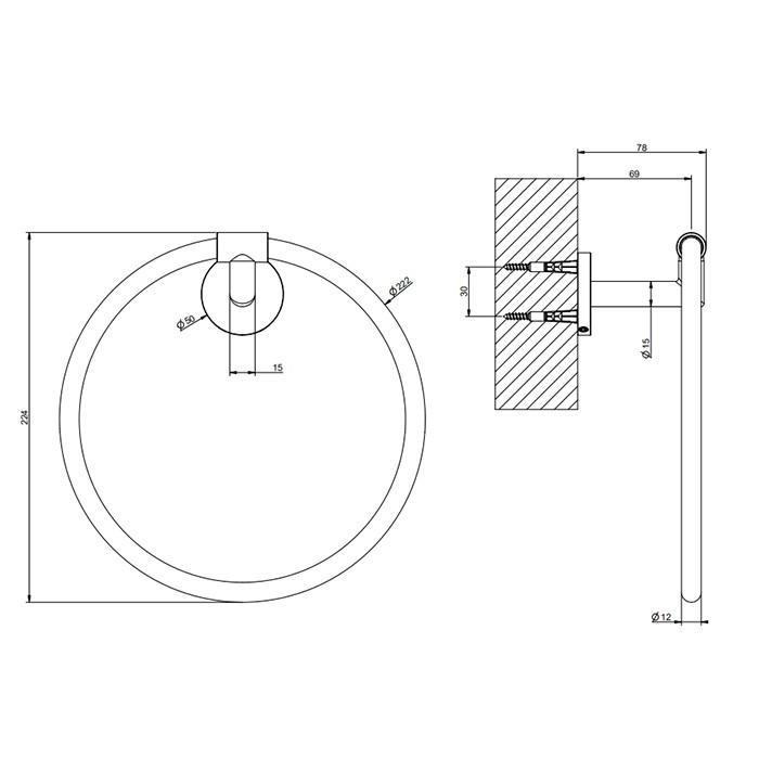 Gessi Полотенцедержатель-кольцо, Tondo, 63709#149 цвет: finox brushed nickel