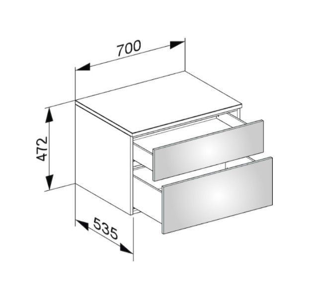 Keuco тумба боковая подвесная с двумя выдвижными фронтальными ящиками, edition 400, белый арт. 31743 380000