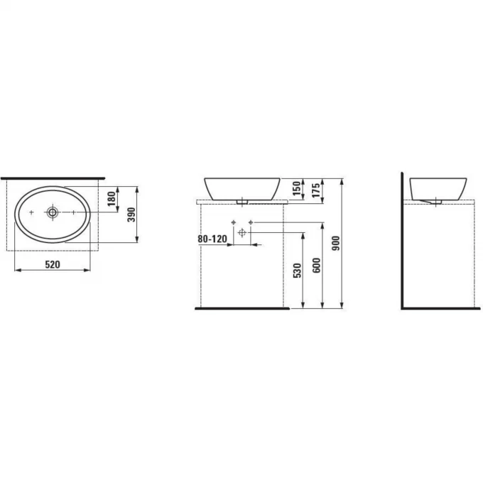 LAUFEN раковина накладная 52x39, PRO B - 8.1296.4.000.109.1