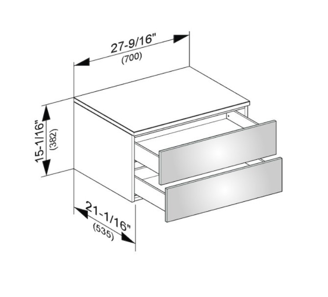 Keuco тумба боковая подвесная с двумя выдвижными фронтальными ящиками, edition 400, антрацит арт. 31742 390000