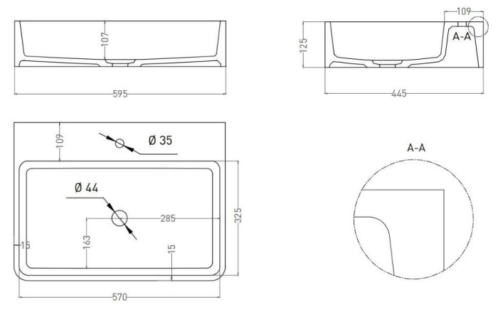 Salini раковина накладная 59,5x44,5, ottavia, 1103101g цвет: глянцевый белый
