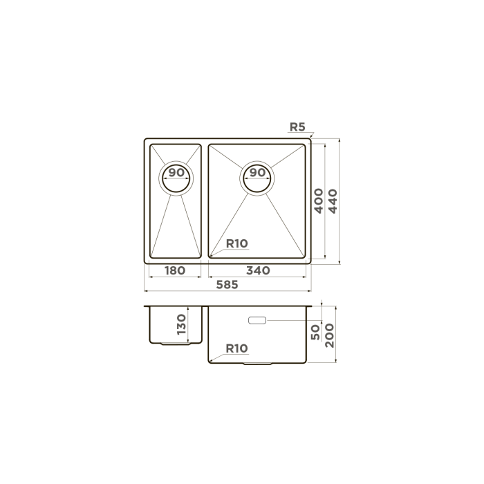 Omoikiri кухонная мойка Taki 58-2-U/IF-R, нержавеющая сталь арт. 4993767
