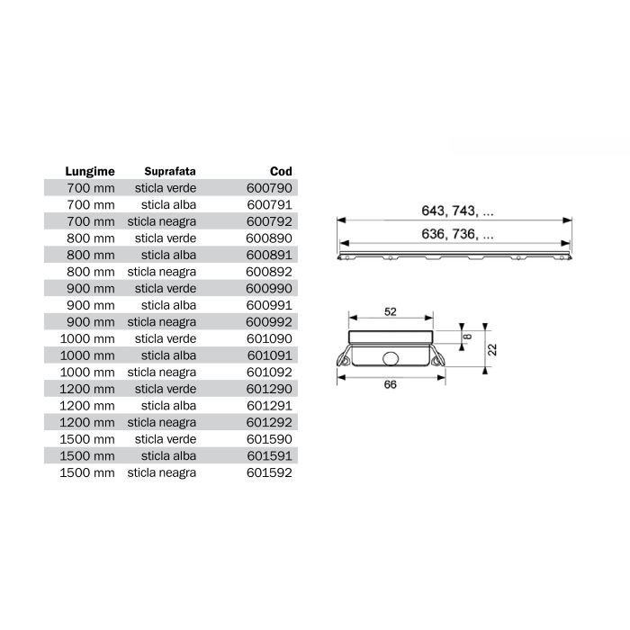 TECE стеклянная панель, 1000 мм, цвет: зеленый, drainline - 601090