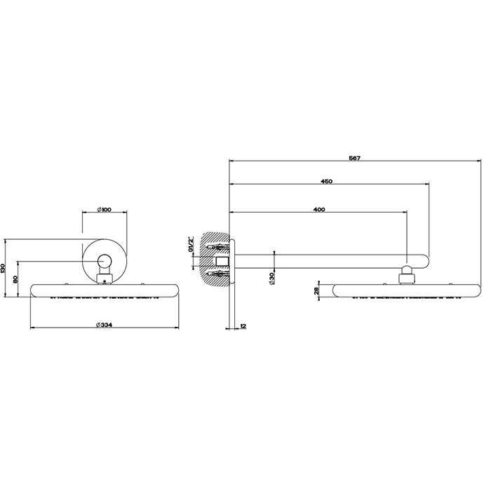 Gessi Верхний душ для настенного крепления d306мм, Goccia, 33756#279 цвет: белый