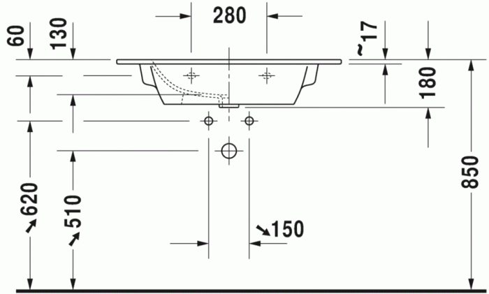 Duravit раковина подвесная 830х49см, me by starck, 2336830000 цвет: белый