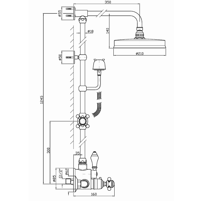 Zucchetti стойка душевая с однорычажным смесителем для душа, agora, хром арт. zag865