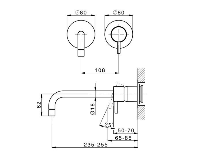 Cisal настенный смеситель для раковины - внешняя часть lm00551721 less minimal cisal, цвет: хром