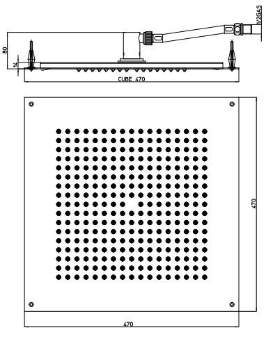 Bossini верхний душ для подвесного потолка 470 мм х 470 мм, dream, хром арт. h38459.030