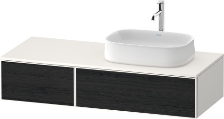 Duravit тумба подвесная с вырезом под раковину справа 550 мм х 1300 мм х 281 мм, zencha, ze4817016840000 цвет: чёрное стекло/белый суперматовый
