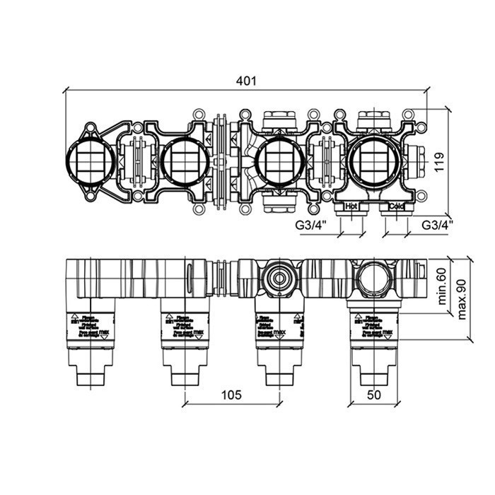 Almar внутренняя часть для смесителя, water control modular, e169004