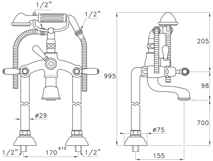 Stella смеситель напольный для ванны, italica, хром арт. il02208cr00