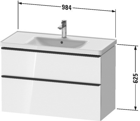 Duravit тумба подвесная под раковину 984 мм х 452 мм, d-neo, de435602121 цвет: орех темный