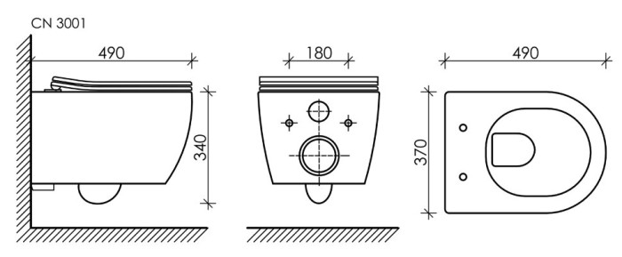 Ceramicanova подвесной унитаз с сиденьем play, cn3001mb цвет: чёрный