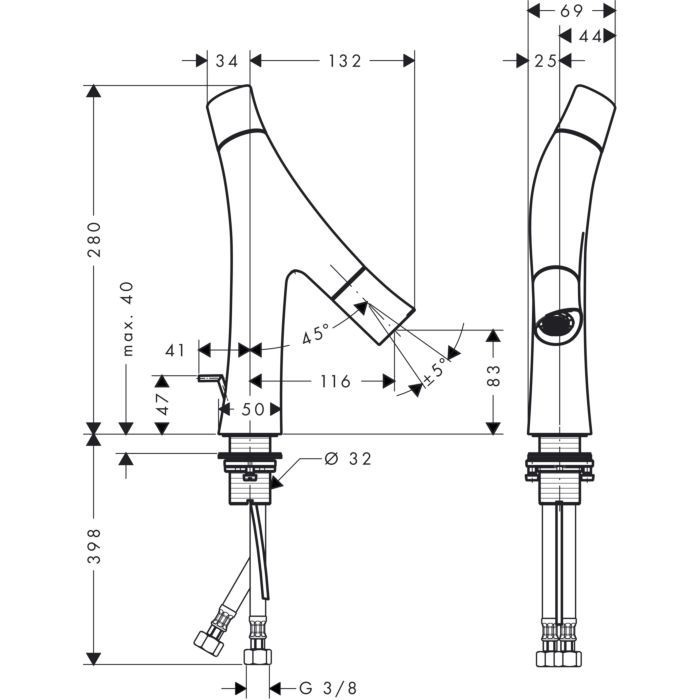 AXOR смеситель для раковины, Starck Organic, бронза арт. 12010140