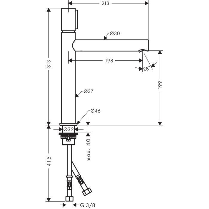 AXOR смеситель для раковины, Uno, золото арт. 45013990