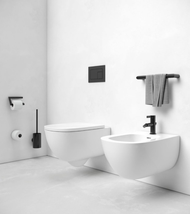 Keuco полотенцедержатель collection reva 600 мм, со встроенным крючком, сollection reva, черный матовый арт. 12801 370600