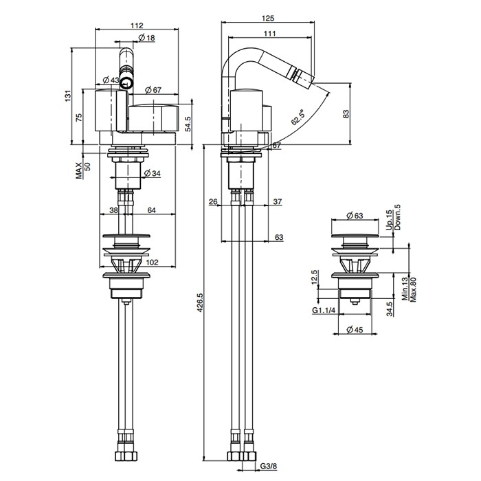 Fima Carlo Frattini смеситель для раковины, на 1 отв., с донным клпаном, so, черный арт. f3172ns