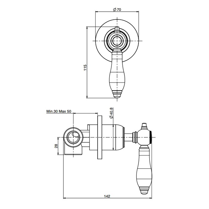 Fima Carlo Frattini переключатель потоков, на 2 выхода, черные ручки, herend, хром арт. f5423/2cncr