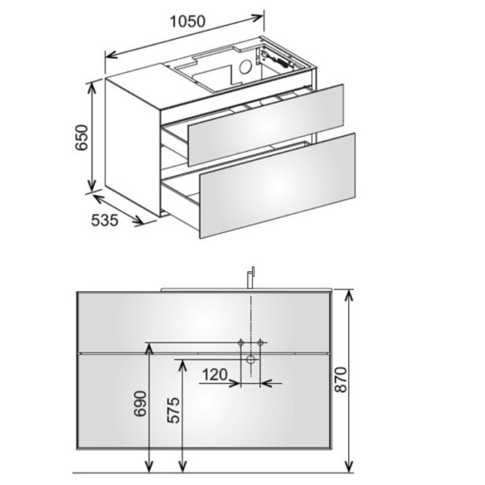 Keuco тумба под умывальник, 1050x650x535 мм фасад дуб, edition lignatur, арт. 33341 700212