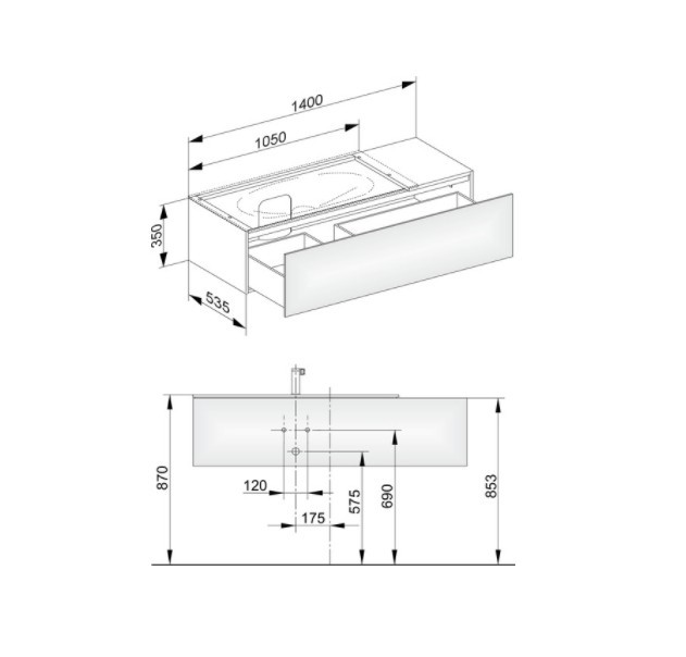 Keuco тумба подвесная под раковину с одним выдвижным фронтом, edition 11, белый арт. 31163 210000