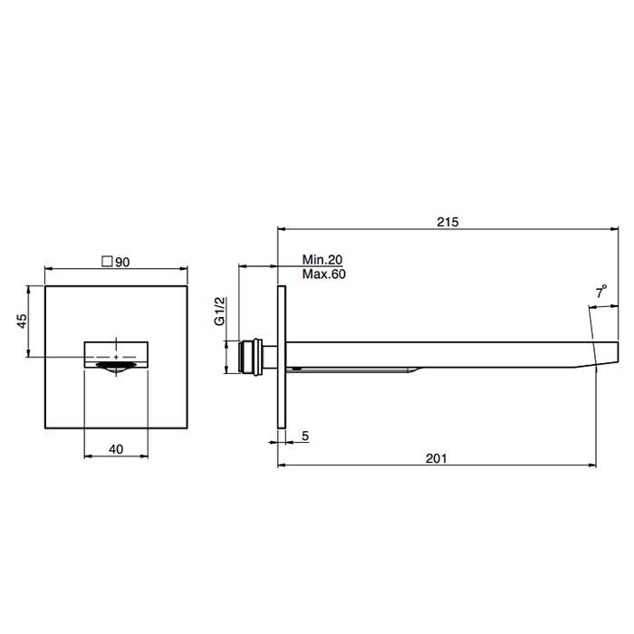 Fima Carlo Frattini излив для ванны 20см., настенный zeta, золото арт. f2424or