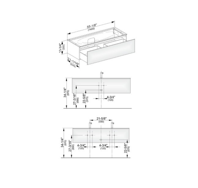 Keuco тумба подвесная под раковину с одним выдвижным фронтом, с внутренней светодиодной подсветкой, edition 11, кашемир арт. 31361 280100